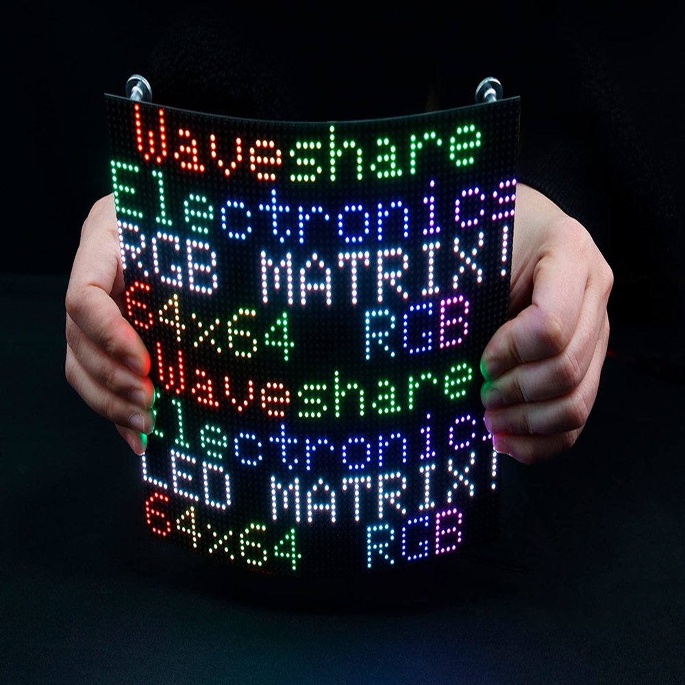 Flexible RGB Full Color LED Matrix Panel 64x64 Pixels, 4096 Individual RGB LEDs,3mm Pitch,Adjustable Brightness and Bendable PCB, Compatible with Raspberry Pi/Raspberry Pi Pico / ESP32 / Ardu
