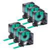 NineLeaf 6 Pack Compatible for Dymo D1 45019 S0720590 Label Tape 12mm 1/2 Inch Black on Green Refills Labeler for LabelManager 160 280 360D PNP LabelWriter 450 Duo ColorPop 3M Label Maker view 1