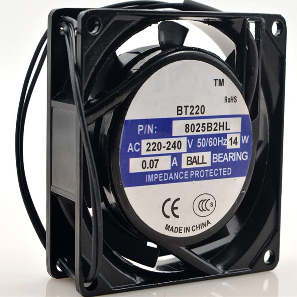 8025B2HL 220/240V 0.07A 14W 80X80X25MM 2-Wire Cooling Fan