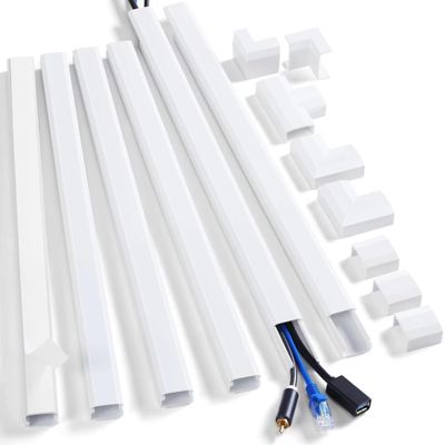 ZhiYo 94.5in Cord Cover Wall Kit, Cord Hider Wire Covers for Cords Wall Mounted TV, Paintable Wire Hiders, TV Cable Hider Cord Concealer, 6 x L15.7in W0.98 H0.5in, White