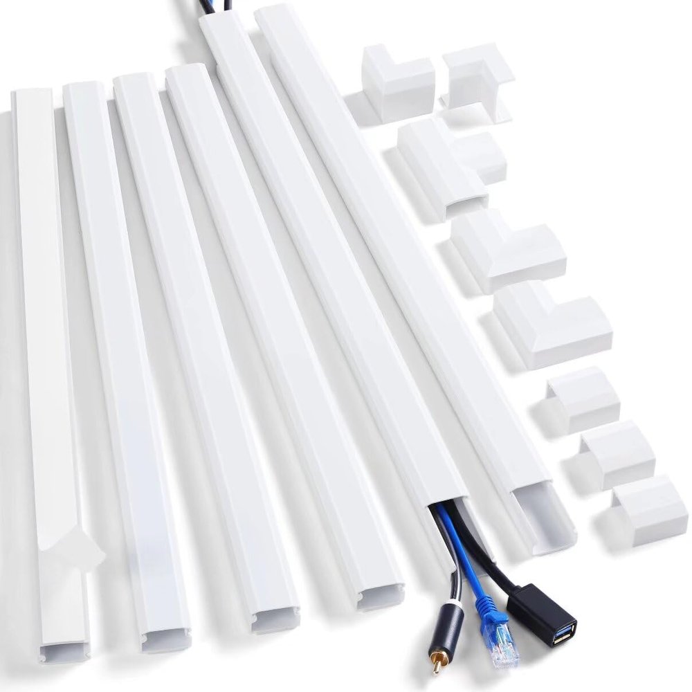 ZhiYo 94.5in Cord Cover Wall Kit, Cord Hider Wire Covers for Cords Wall Mounted TV, Paintable Wire Hiders, TV Cable Hider Cord Concealer, 6 x L15.7in W0.98 H0.5in, White