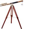 Wooden Tripod Floor Standing tripods Maritime Brass Antique Double Barrel Designer Telescope view 1