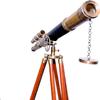 Wooden Tripod Floor Standing tripods Maritime Brass Antique Double Barrel Designer Telescope view 2