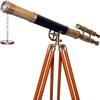 Wooden Tripod Floor Standing tripods Maritime Brass Antique Double Barrel Designer Telescope view 3