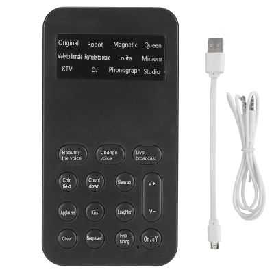 Voice Changer, 12 Sound Effects Male to Female Voice Changer Device, Handheld Sound Card Broadcast Fit for Mobile Phone Computer Laptop