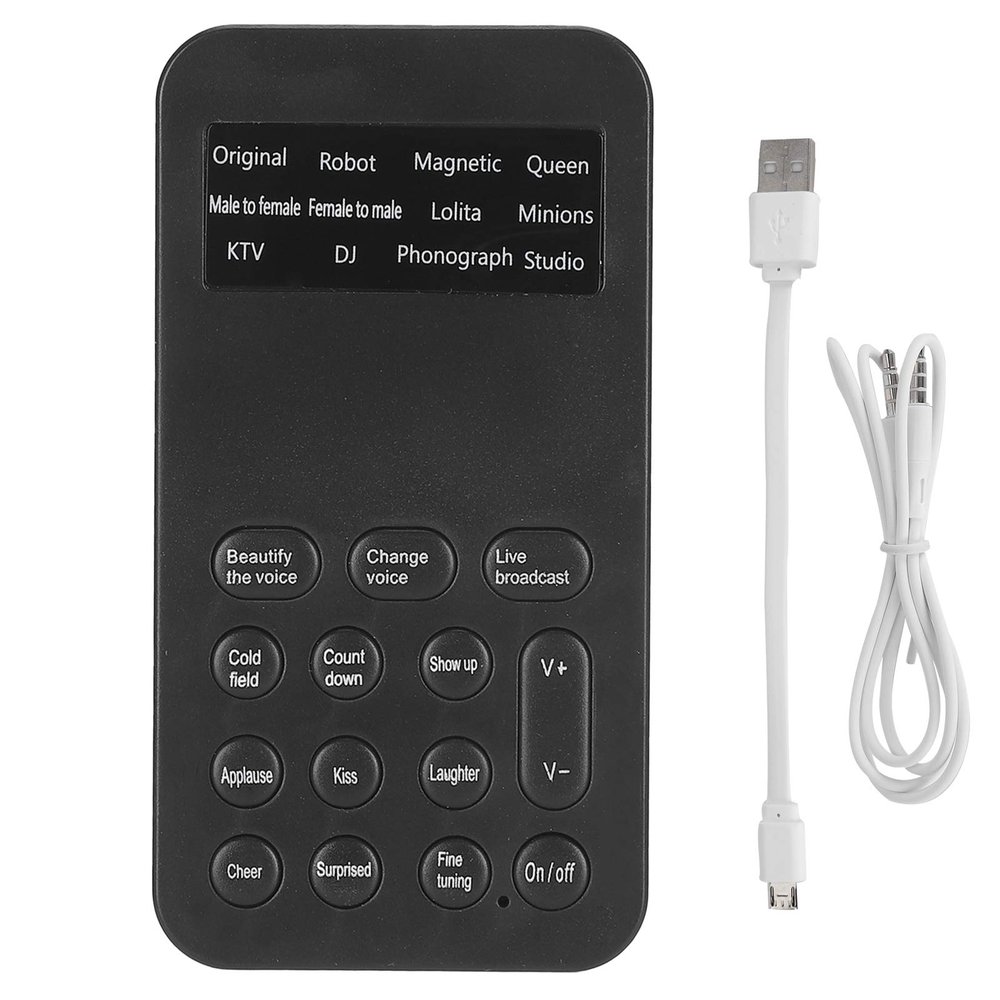 Voice Changer, 12 Sound Effects Male to Female Voice Changer Device, Handheld Sound Card Broadcast Fit for Mobile Phone Computer Laptop