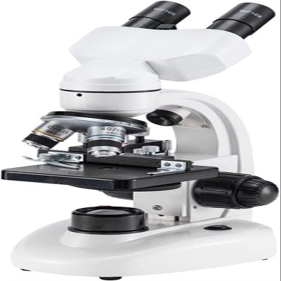 Adults Microscope, 10000 X Magnification Compound Binocular Microscopes with Detachable Moving Ruler, Dual Light Source Full Optical Coating Laboratory Microscope, for Cell Observation