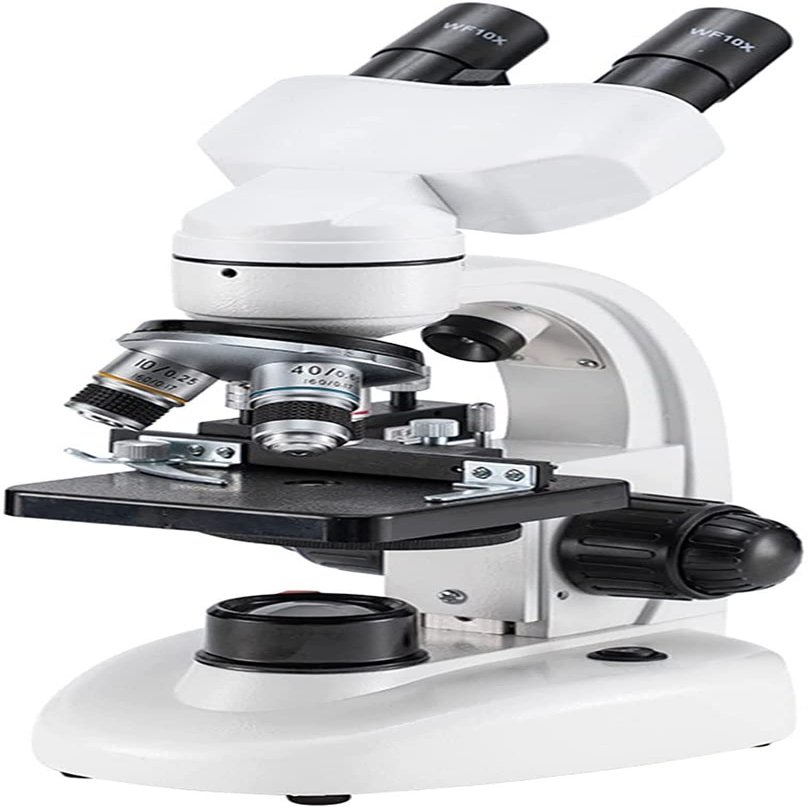 Adults Microscope, 10000 X Magnification Compound Binocular Microscopes with Detachable Moving Ruler, Dual Light Source Full Optical Coating Laboratory Microscope, for Cell Observation