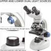 Adults Microscope, 10000 X Magnification Compound Binocular Microscopes with Detachable Moving Ruler, Dual Light Source Full Optical Coating Laboratory Microscope, for Cell Observation view 3