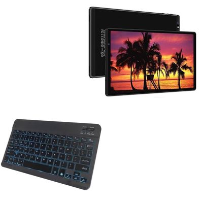 BoxWave Keyboard Compatible with AOCWEI Android 11 Tablet X500 (10 in) - SlimKeys Bluetooth Keyboard - with Backlight, Portable Slim LED 7 Colors - Jet Black