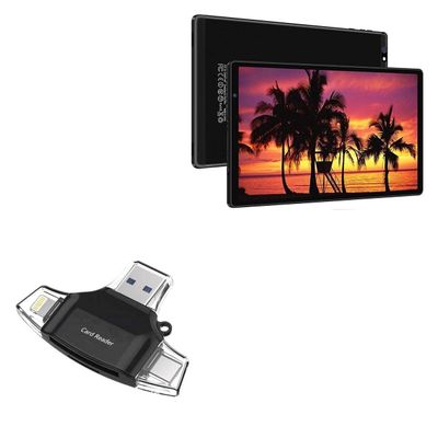 BoxWave Smart Gadget Compatible with AOCWEI Android 11 Tablet X500 (10 in) - AllReader SD Card Reader, microSD Card Reader SD Compact USB - Jet Black