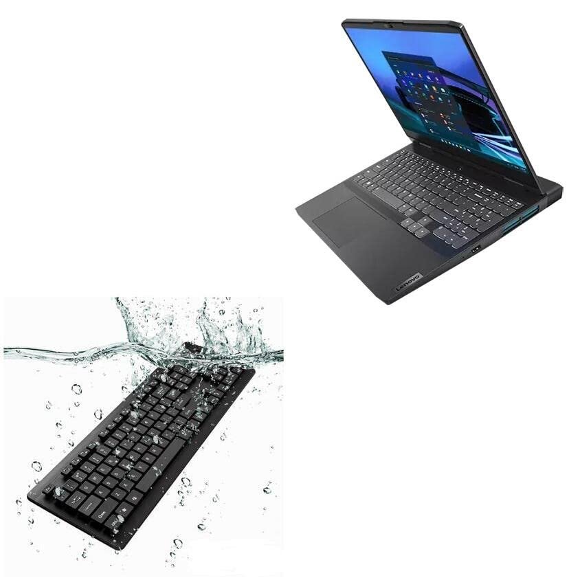 BoxWave Keyboard Compatible with Lenovo IdeaPad Gaming 3i (15 in - 82S9) - AquaProof USB Keyboard, Washable Waterproof Water Resistant - Jet Black