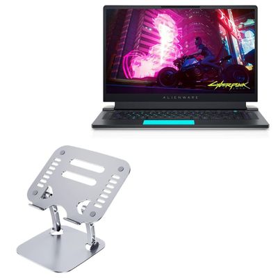 BoxWave Stand and Mount Compatible with Alienware x15 Gaming (R1) - Executive VersaView Laptop Stand, Ergonomic Adjustable Viewing Angle Metallic Riser - Metallic Silver