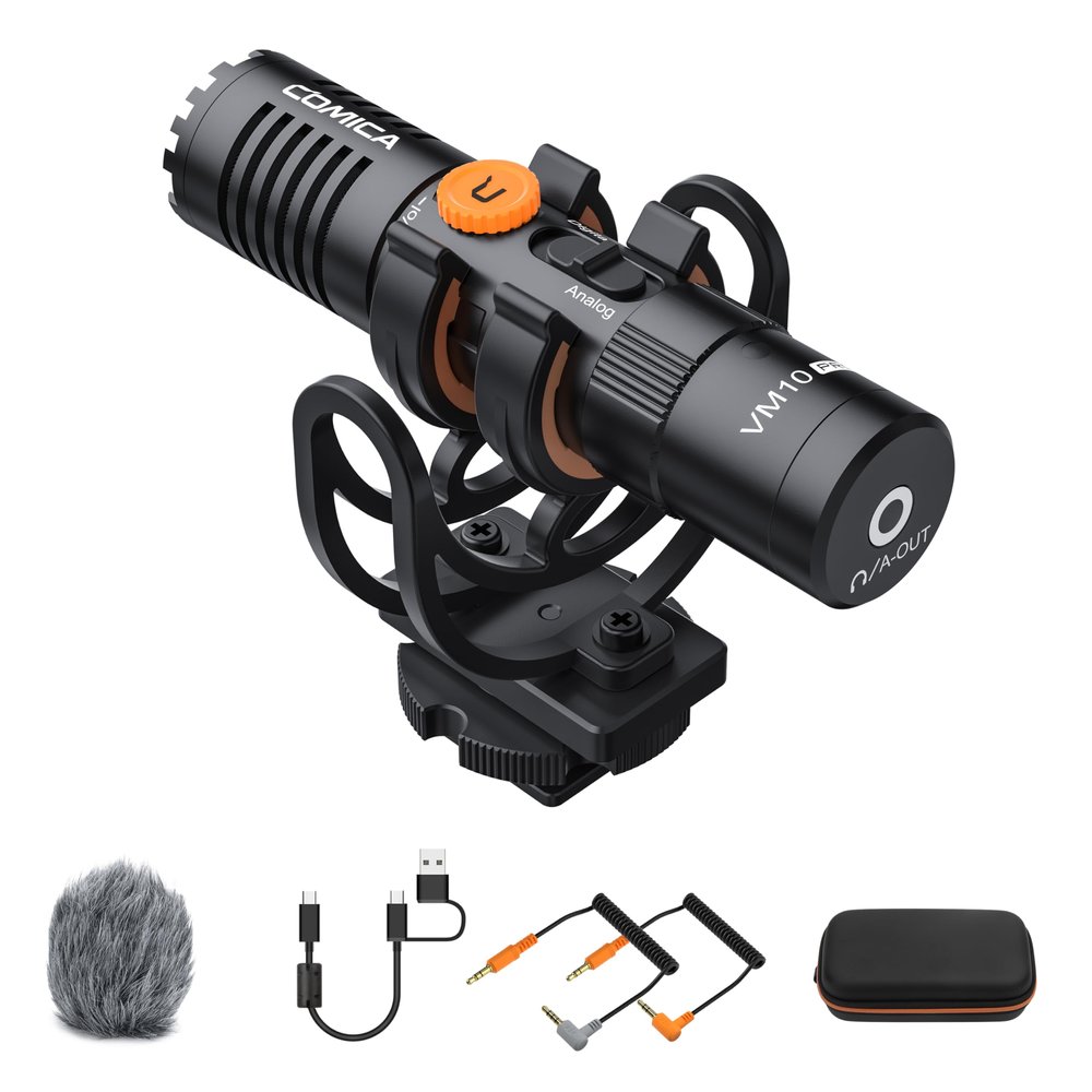 COMICA VM10 PRO Universal Shotgun Microphone for iPhone/Android/Camera/Camcorder/PC, Camera Microphone with USB C Digital Output, Monitoring, Video Mic for Vlogging Live Streaming Recording