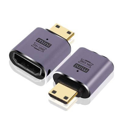 GINTOOYUN 8K Mini HDMI to HDMI Adapter 2.1 Version Mini HDMI Male to HDMI Female Connector Adapter for Camera,Laptop,Tablet,HDTV,Projector 2 PCS