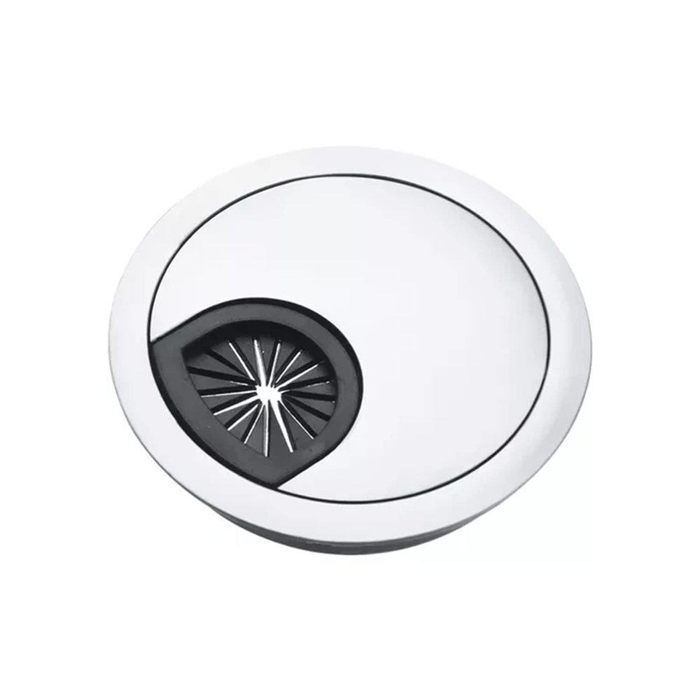 TNDYIG 1Pcs Desk Wire Hole Cover Computer Tidy Grommet Table Cable Outlet Port Surface Line Box Table Cable Fastener Hardware (Color : Bright Chrome, Size : 50mm)