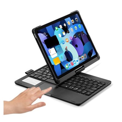 HENGHUI 360 Rotatable Keyboard Case for iPad Air 5th 4th Generation 2022/2020, iPad Pro 11 inch 4th 3rd 2nd Gen Backlight Keyboard with Trackpad, Bluetooth Foldable Keyboard Cover (Black)