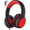EarFun K1 Kids Headphones Wired with Microphone, 85/94dB Volume Limit Headphones for Kids, Portable Wired Headphone with Shareport, Stereo Sound Foldable Headset for School/Tablet/iPad, Black Red view 1