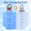 EarFun K1 Kids Headphones Wired with Microphone, 85/94dB Volume Limit Headphones for Kids, Portable Wired Headphone with Shareport, Stereo Sound Foldable Headset for School/Tablet/iPad, Black Red view 3