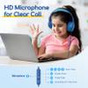 EarFun Kids Headphones Wired with Microphone, 85/94dB Volume Limit Headphones for Kids, Portable Wired Headphone with Shareport, Stereo Sound Foldable Headset for School/Tablet/iPad/Kindle Blue Green view 2
