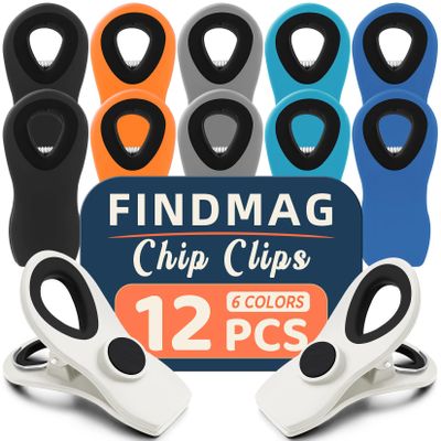 12 Pack Chip Clips, Colorful Magnetic Clip, Plastic Bag Clips with Airtight Seal Grip for Bread, RV Accessories, Food Bags, Garden Plants, Snack Bags and Kitchen Organization