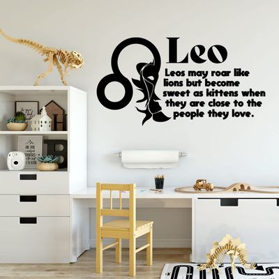 Leo Horoscope Zodiac Sign Fire Sign May Roar Like Lions But Sweet As Kittens Fire Sign Zodiac Bedroom Vinyl Wall Decal Quotes Sticker Kids Adult Girl Boy Room Bedroom Wall Decoration Size (24x40 inch)