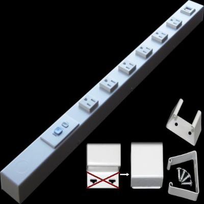 24 Hardwired Power Strip (NO Power Cord), 6 Horizontal Outlets (NEMA 5-15R - NOT 20Amp), NO Ears (Without mounting tabs on Both Ends), ALCI, USB, White