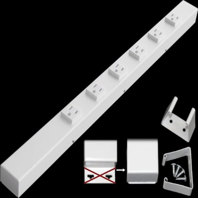24 Hardwired Power Strip (NO Power Cord), 6 Vertical Outlets (NOT Tamper Resistant), NO Ears (Without mounting tabs on Both Ends), 15A (NOT a 20 Amp Unit), White