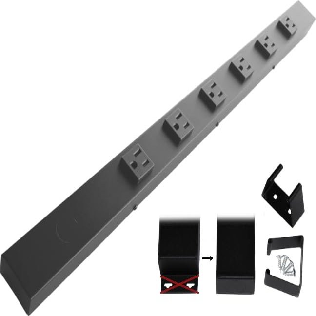 24 Hardwired Power Strip (NO Power Cord), 6 Vertical Tamper Resistant Outlets (NEMA 5-15R - NOT 20Amp), NO Ears (Without mounting tabs on Both Ends), Black