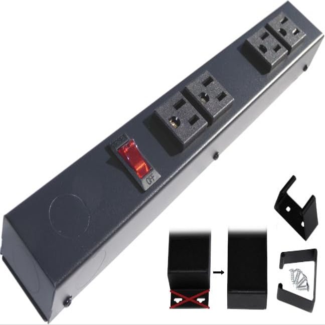 12 Hardwired Power Strip (NO Power Cord), 4 Vertical Outlets (NOT Tamper Resistant), NO Ears (Without mounting tabs on Both Ends), 15A (NOT a 20 Amp Unit), On/Off Switch, Black