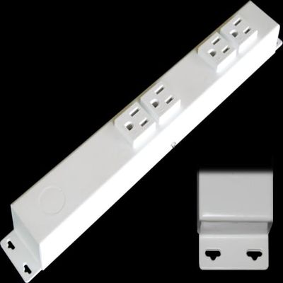 12 Hardwired Power Strip (NO Power Cord), 4 Vertical Tamper Resistant Outlets (NEMA 5-15R - NOT 20Amp), with Ears (with mounting tabs on Both Ends), White