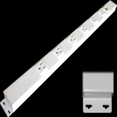 24 Hardwired Power Strip (NO Power Cord), 6 (NEMA 5-15R - NOT 20Amp) Vertical Tamper Resistant Outlets, with Ears (with mounting tabs on Both Ends), USB, White