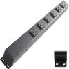 20 Hardwired Power Strip (NO Power Cord), 6 Vertical Outlets (NOT Tamper Resistant), with Ears (with mounting tabs on Both Ends), 15A (NOT a 20 Amp Unit), Black view 1