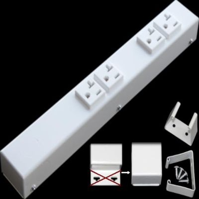 12 Hardwired Power Strip (NO Power Cord), 4 (NEMA 5-20R) Vertical Outlets (NOT Tamper Resistant), NO Ears (Without mounting tabs on Both Ends), 20 Amp, White