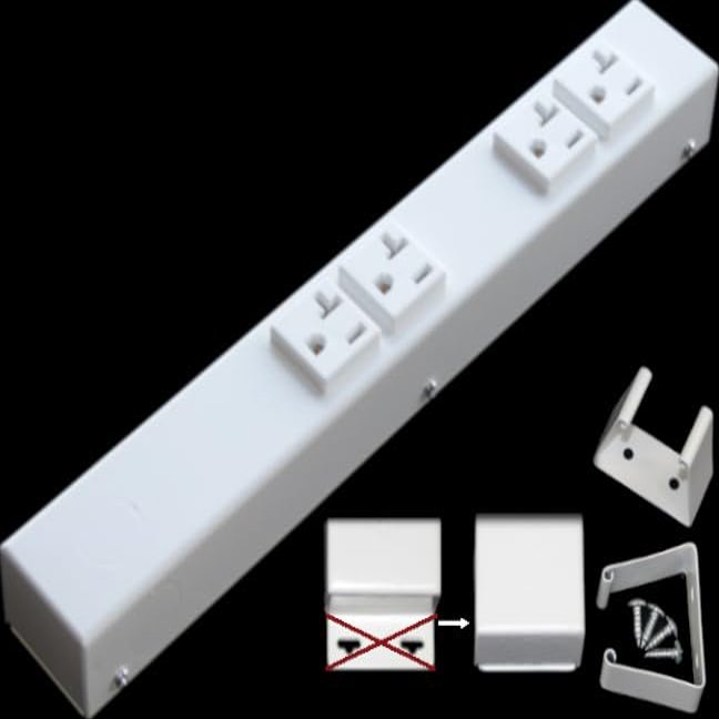 12 Hardwired Power Strip (NO Power Cord), 4 (NEMA 5-20R) Vertical Outlets (NOT Tamper Resistant), NO Ears (Without mounting tabs on Both Ends), 20 Amp, White