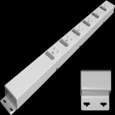 20 Hardwired Power Strip (NO Power Cord), 6 Vertical Outlets (NOT Tamper Resistant), with Ears (with mounting tabs on Both Ends), 15A (NOT a 20 Amp Unit), White