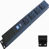 12 Hardwired Power Strip (NO Power Cord), 4 Horizontal Outlets (NEMA 5-15R - NOT 20Amp), with Ears (with mounting tabs on Both Ends), ALCI, Black view 1