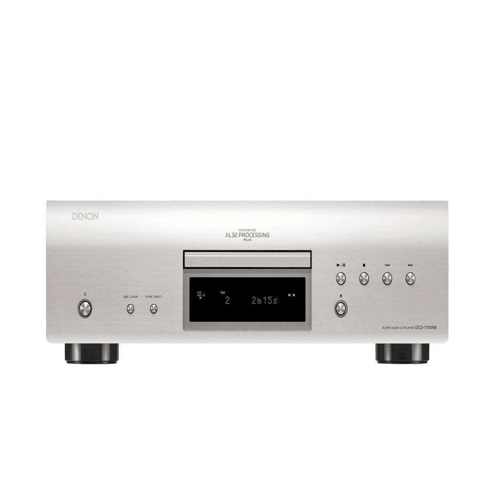 Denon DCD-1700NE SACD Player, CD Players for Home, Ultra-Precision 192 kHz/32 Bit D/A Converter, Vibration-Resistant Design, Supports DSD, FLAC, WAV Files, Pure Direct Mode, 2 Digital Outputs, Silver