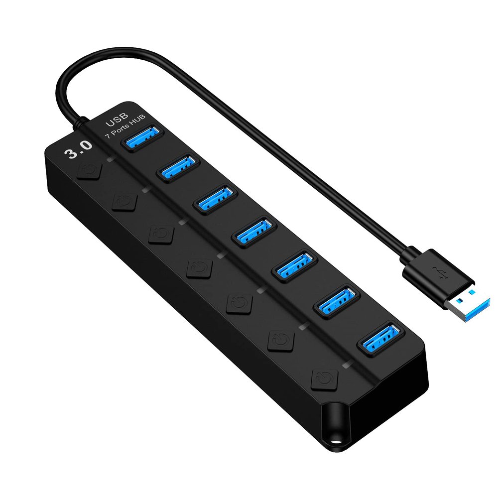 Tianle USB Hub, 7-Port USB 3.0 Ultra Slim Data Hub with Individual LED Power Switches Compatible with MacBook Air, iMac, Surface Pro, Laptop, USB Flash Drives, Mobile HDD