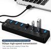 Tianle USB Hub, 7-Port USB 3.0 Ultra Slim Data Hub with Individual LED Power Switches Compatible with MacBook Air, iMac, Surface Pro, Laptop, USB Flash Drives, Mobile HDD view 2