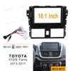 10.1'' Car Radio Stereo Dash Frame Fascia Bezel Panel w/Power Harness Cable Compatible for Toyota Vios 2013 14 15 16 Install Mount Kit view 3
