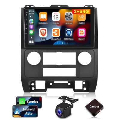 [2+64GB] Car Radio for Ford Escape Kuga Mazda Tribute 2007-2012, 9 inches Android 13 Touch Screen Stereo, Carplay/Android Auto/Hi-Fi/1080P/Bluetooth + AHD Backup Camera