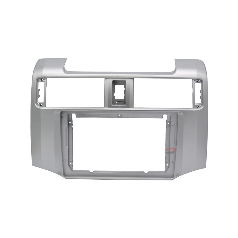 9'' Car Radio Stereo Dash Frame Fascia Bezel Panel Compatible for Toyota 4 Runner 2010 11 12 13 14 15 16 17 18 19 Install Mount Kit Silver