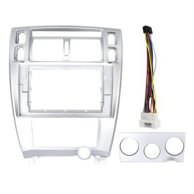 10.1'' Car Radio Stereo Dash Frame Fascia Bezel Panel w/Power Harness Cable Compatible for Hyundai Tucson 2004 05 06 07 08 09 Install Mount Kit