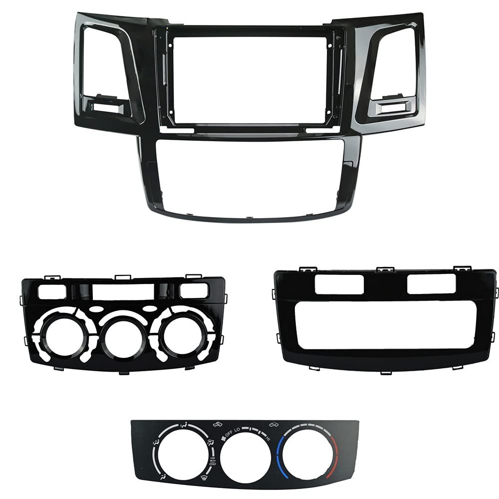 9'' Car Radio Stereo Dash Frame Fascia Bezel Panel Compatible for Toyota Fortuner/HILUX Revo/Vigo 2005~11(Auto & Manual AC) Install Mount Kit