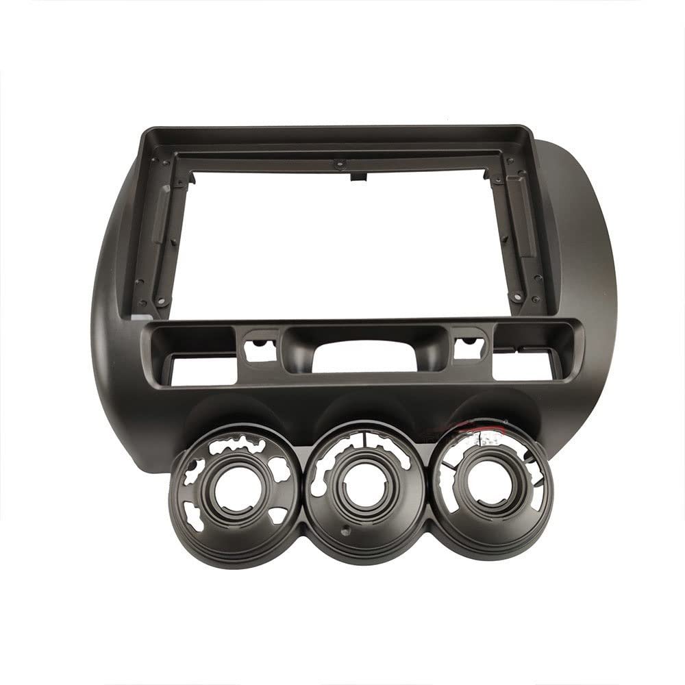 9'' Car Radio Stereo Dash Frame Fascia Bezel Panel with Power Harness Compatible for Honda Fit Jazz 2004 05 06 07 RHD Install Mount Kit