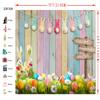 LYCGS 7X5ft Spring Easter Backdrop - Easter Rabbit Color Eggs Grass Wooden Wall Backdrop - Vinyl, Tearproof, Easy to Store - Perfect for Birthday, Wedding, Baby Shower & More view 3