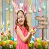 LYCGS 7X5ft Spring Easter Backdrop - Easter Rabbit Color Eggs Grass Wooden Wall Backdrop - Vinyl, Tearproof, Easy to Store - Perfect for Birthday, Wedding, Baby Shower & More view 4
