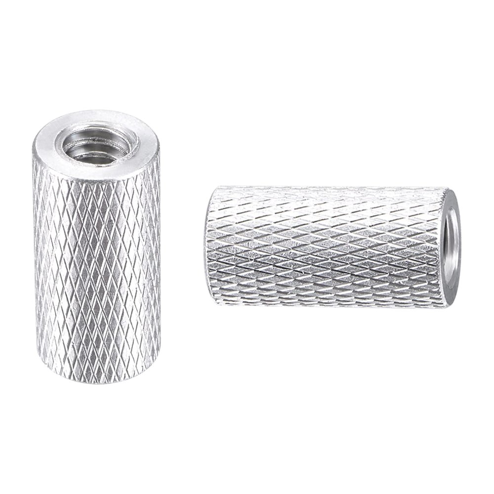 DTGN 1/4"-20x0.78(DxH) Tripod Nuts - 2Pack - Good for Camera Tripod Electronic Equipment - Hand Screw Knurled Barrel Nut Connection Fasteners - Silver