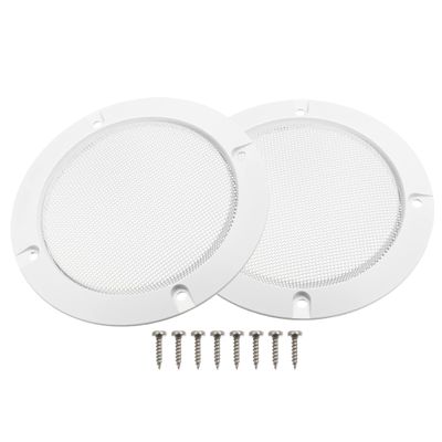 X AUTOHAUX 2 Pcs 4" Car Metal Speaker Cover Mesh Subwoofer Grill Horn Guard with 8 Screws White